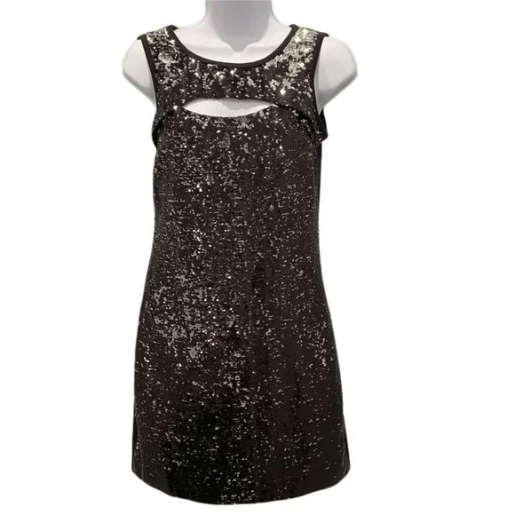 black buckle mini dress Black Sequin Short Sheath Party Dress Black / Small